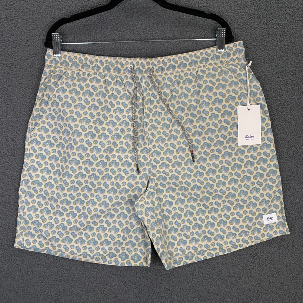 Katin Aster Volley Swim Shorts size Large Floral Mesh Lined Trunks Beach Surf